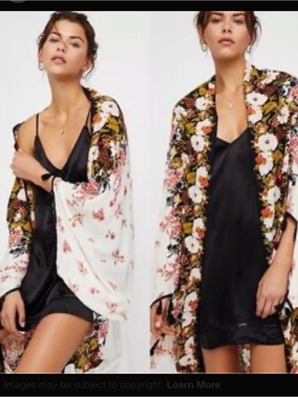 Free People Bali Wrapped In Blooms Floral Kimono Shawl Tassel Boho OS